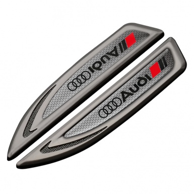Audi Fender Metal Emblem Graphite Fine Metal Grate Black Red Edition
