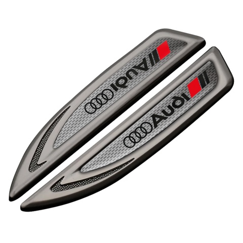 Audi Fender Metal Emblem Graphite Fine Metal Grate Black Red Edition