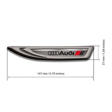 Audi Fender Badge Graphite Metal Grate Texture Black Red Logo