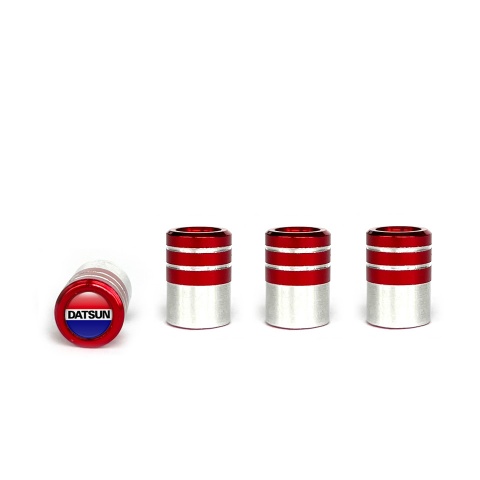 Datsun Valve Caps Red 4 pcs Red Blue Logo Silicone Sticker