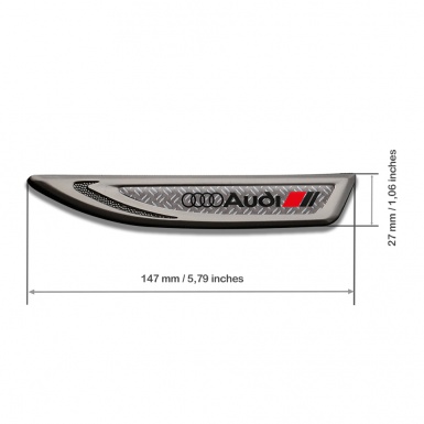Audi Fender Emblem Badge Graphite Metal Treadplate Black Rings Design