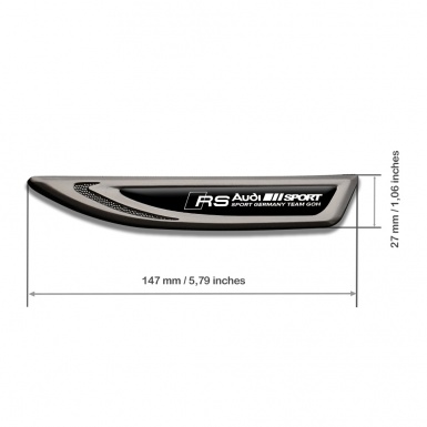 Audi RS Fender Bodyside Badge Graphite Black Base White Sport Logo