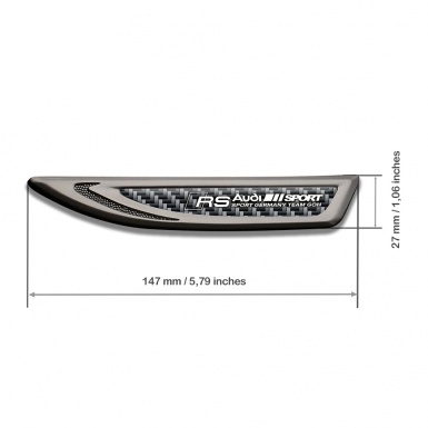 Audi RS Fender Bodyside Badge Graphite Grey Carbon White Sport Logo