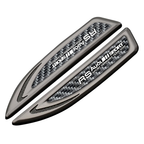 Audi RS Fender Bodyside Badge Graphite Grey Carbon White Sport Logo