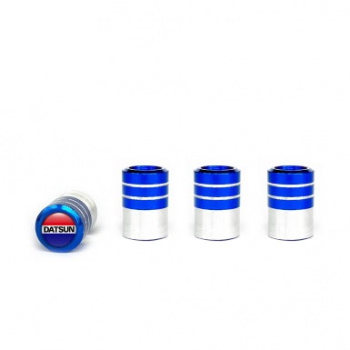 Datsun Valve Caps Blue 4 pcs Red Blue Logo Silicone Sticker