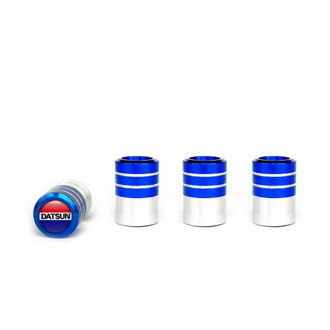 Datsun Valve Caps Blue 4 pcs Red Blue Logo Silicone Sticker