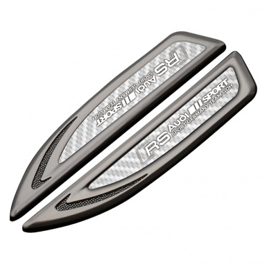 Audi RS Fender Emblem Self Adhesive Graphite White Carbon Sport Logo