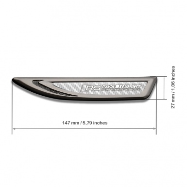 Audi RS Fender Emblem Self Adhesive Graphite White Carbon Sport Logo