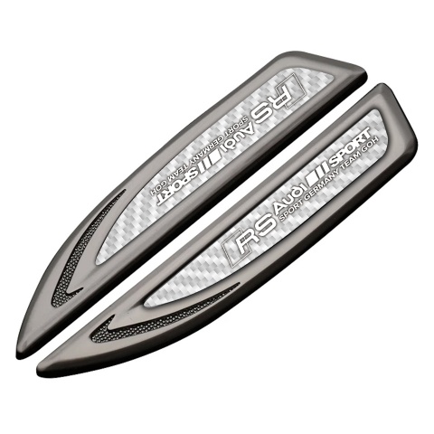 Audi RS Fender Emblem Self Adhesive Graphite White Carbon Sport Logo