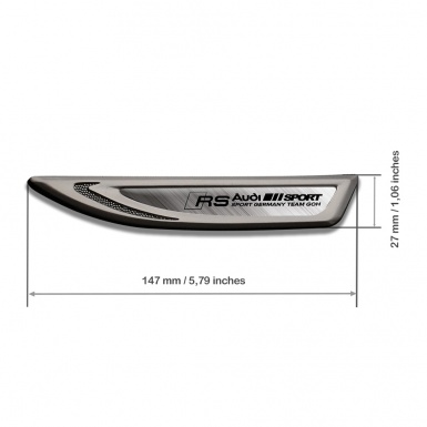 Audi RS Emblem Fender Badge Graphite Brushed Metal Black Sport Edition