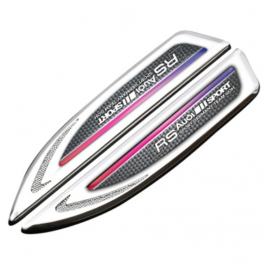 Audi RS Fender Bodyside Emblem Silver Light Carbon Multicolor Stripe