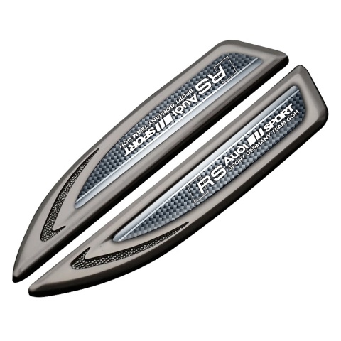 Audi RS Fender Emblem Badge Graphite Carbon Base Greyscale Sport Stripe