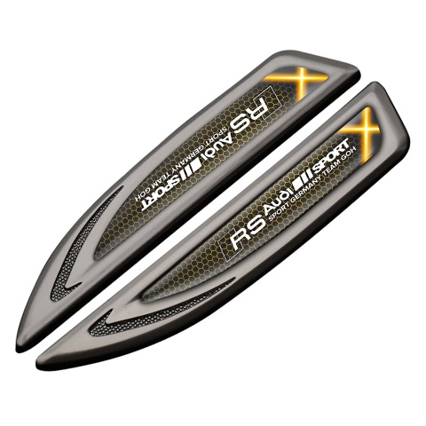Audi RS Fender Badge Self Adhesive Graphite Yellow Hex Sport Team Edition