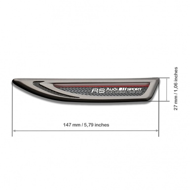 Audi RS Fender Metal Badge Graphite Steel Grate Sport Team Logo Design