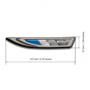 Audi RS Fender Bodyside Badge Graphite Grey Base Blue Fragment Edition