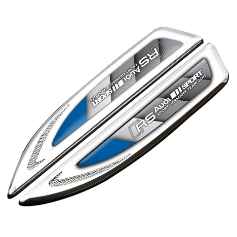 Audi RS Fender Bodyside Badge Silver Grey Base Blue Fragment Edition