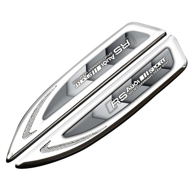 Audi RS Fender Emblem Self Adhesive Silver Grey Pattern Sport Edition