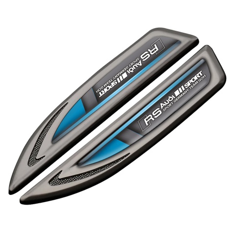 Audi RS Fender Metal Emblem Graphite Dark Base Blue Sport Elements