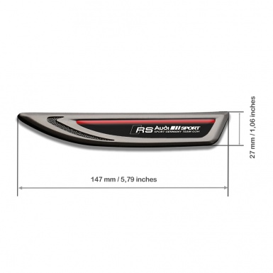Audi RS Fender Bodyside Emblem Graphite Black Fill Red Line Sport Edition