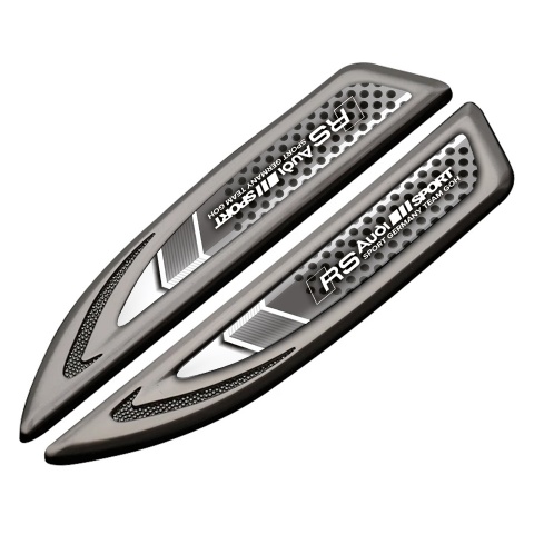 Audi RS Fender Metal Badge Graphite Perforated Grate Sport Team Logo