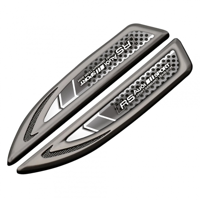 Audi RS Fender Metal Badge Graphite Perforated Grate Sport Team Logo