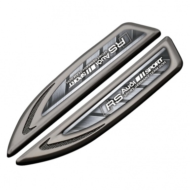 Audi RS Fender Bodyside Badge Graphite Brushed Metal Panels Sport Design