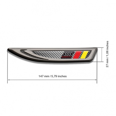 Audi Quattro Fender Emblem Badge Graphite Light Carbon Germany Flag Edition