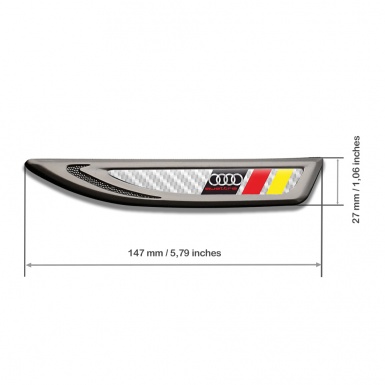 Audi Quattro Fender Metal Badge Graphite White Carbon Germany Flag Edition
