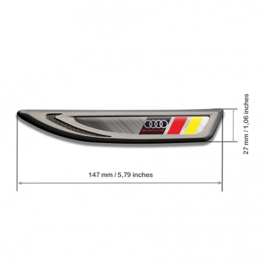 Audi Quattro Fender Bodyside Badge Graphite Brushed Steel Germany Banner
