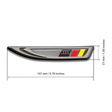 Audi Quattro Fender Emblem Self Adhesive Graphite Grey Mesh Germany Flag