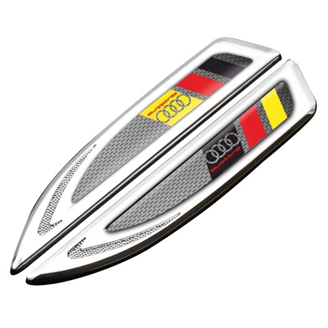 Audi Quattro Fender Emblem Self Adhesive Silver Grey Mesh Germany Flag