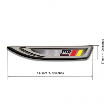 Audi Quattro Fender Emblem Badge Graphite Brushed Metal Germany Banner