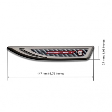 Fiat Fender Metal Emblem Graphite Grey Carbon Red Sport Logo Design