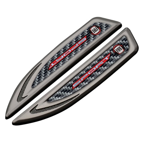 Fiat Fender Metal Emblem Graphite Grey Carbon Red Sport Logo Design