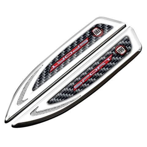 Fiat Fender Metal Emblem Silver Grey Carbon Red Sport Logo Design