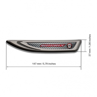 Fiat Emblem Fender Badge Graphite Light Carbon Red Sport Logo Edition