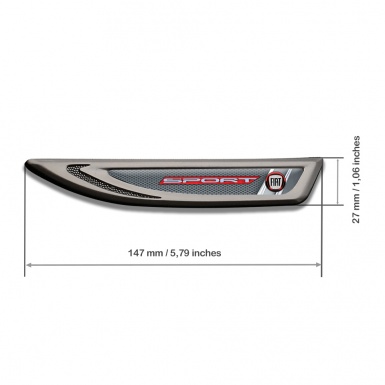 Fiat Fender Emblem Badge Graphite Fishnet Pattern Red Sport Logo Edition