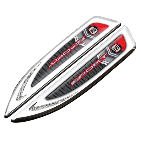 Fiat Fender Bodyside Badge Silver Fishnet Pattern Chrome Elements Design