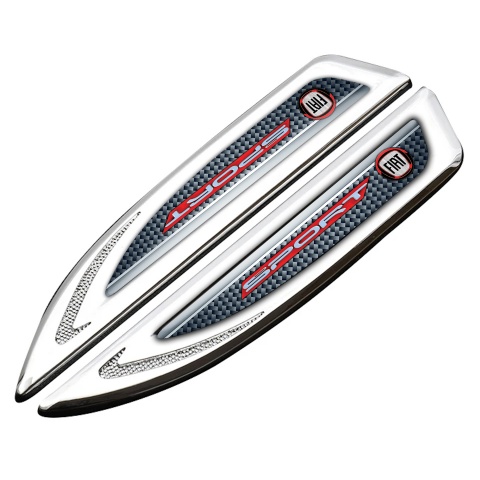 Fiat Fender Metal Emblem Silver Grey Carbon Crimson Sport Logo Variant