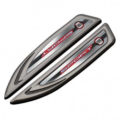 Fiat Emblem Fender Badge Graphite Grey Gradient Stripes Crimson Logo