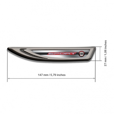 Fiat Emblem Fender Badge Graphite Grey Gradient Stripes Crimson Logo