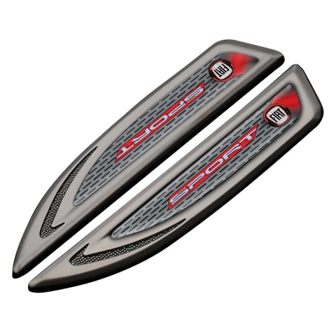 Fiat Fender Emblem Badge Graphite Metal Grate Texture Crimson Logo