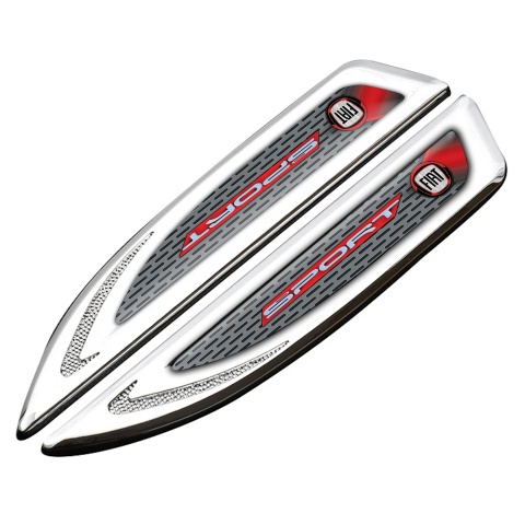 Fiat Fender Emblem Badge Silver Metal Grate Texture Crimson Logo