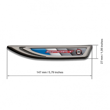 Fiat Fender Bodyside Emblem Graphite Metallic Greyscale Plates Blue Element
