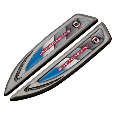 Fiat Fender Bodyside Emblem Graphite Metallic Greyscale Plates Blue Element