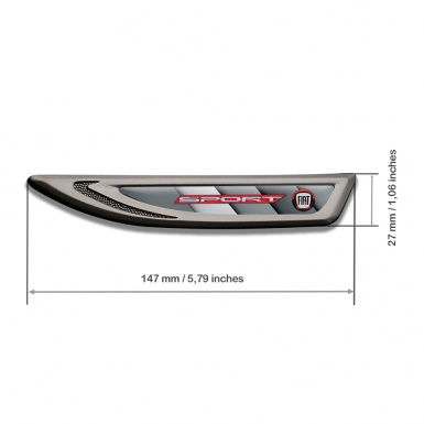 Fiat Fender Emblem Self Adhesive Graphite Grey Panels Sport Logo Edition