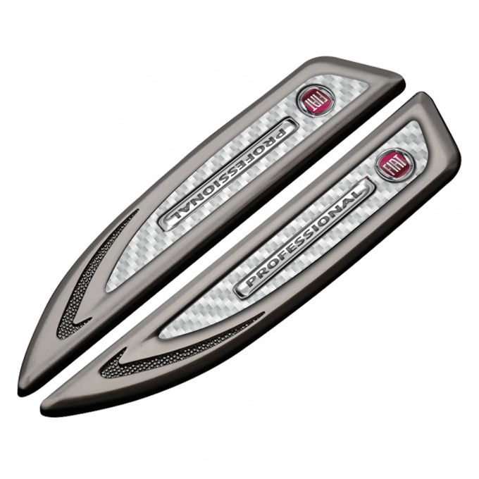 Fiat Fender Bodyside Badge Graphite White Carbon Professional Series
