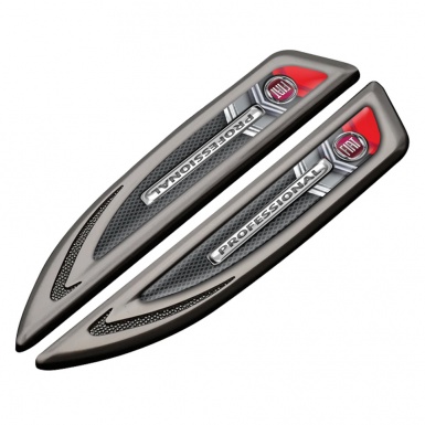 Fiat Emblem Fender Badge Graphite Dark Fishnet Professional Series