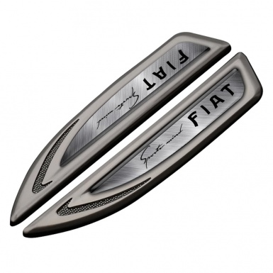 Fiat Fender Bodyside Badge Graphite Brushed Steel Sport Mind Logo