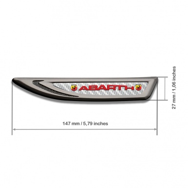 Fiat Abarth Fender Bodyside Emblem Graphite White Carbon Red Logo